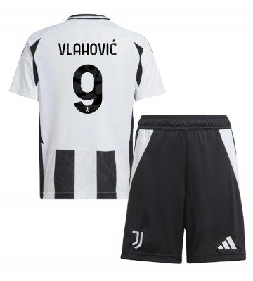 Juventus Dusan Vlahovic #9 Primera Equipación Niños 2024-25 Manga Corta (+ Pantalones cortos)